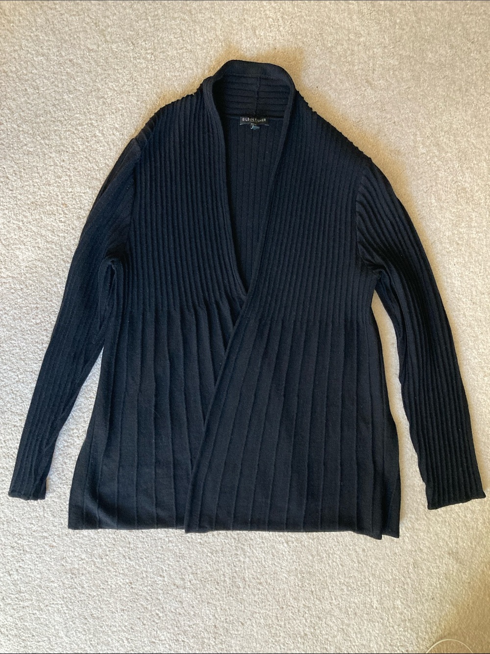 Eileen Fisher rib knit open front cardigan